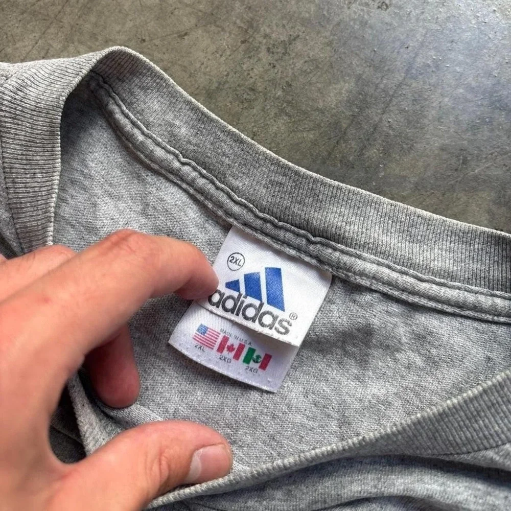 Adidas Long Sleeve Shirt‎ Vintage 90s Embroidered Logo Gray Mens 2XL
